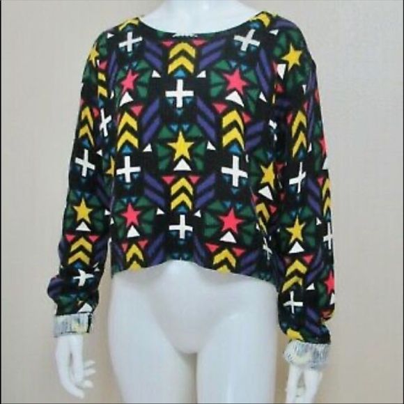 H&M | Abstract Print Crop Sweater - Picture 3 of 4